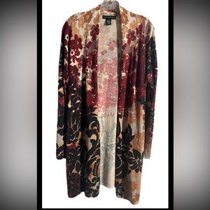 Joan Vass New York Open Cardigan Women’s Med Floral Long Lightweight